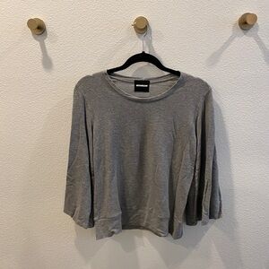 MONROW Crew Neck Bell Sleeve Grey Sweatshirt Size L